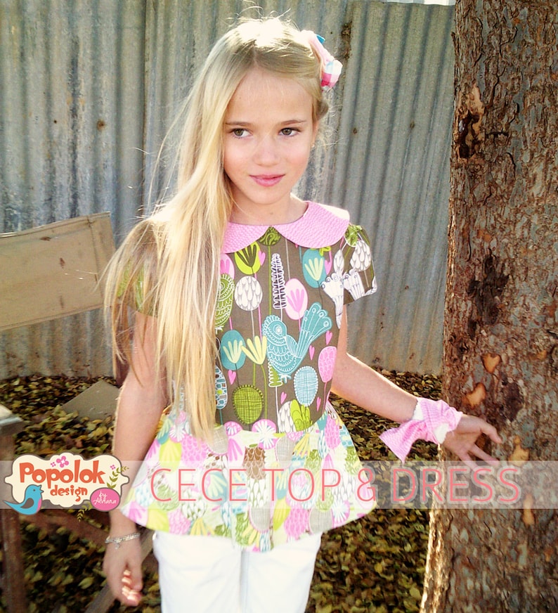 CECE Top & Dress PDF Pattern by Popolok Design Tween Teen Girl Age 9 to 16 image 1