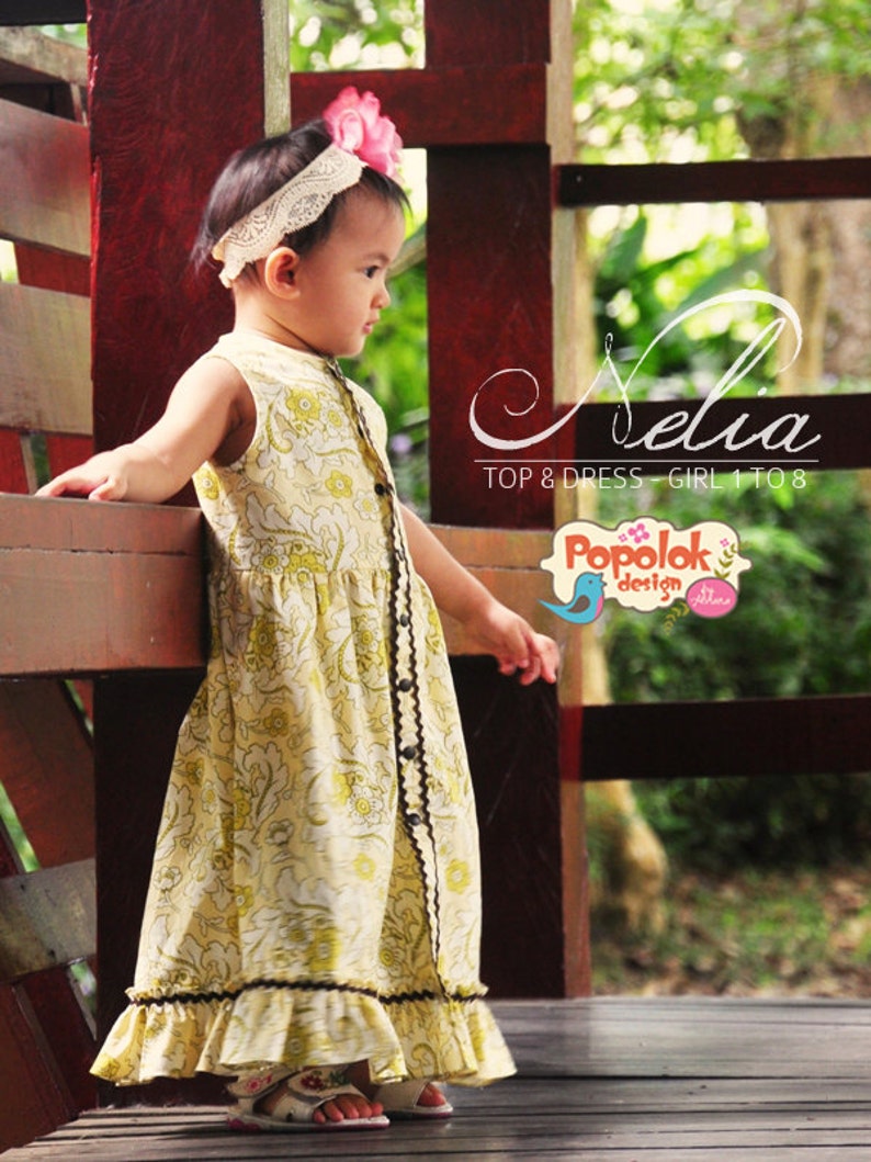 NELIA Top & Dress PDF Pattern by Popolok Design 8 Sizes Girl Age 1 to 8 image 4