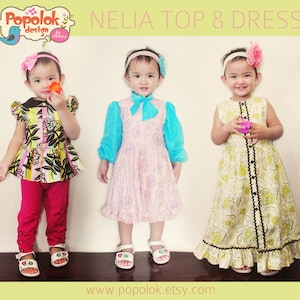 NELIA Top & Dress PDF Pattern by Popolok Design 8 Sizes Girl Age 1 to 8 image 2