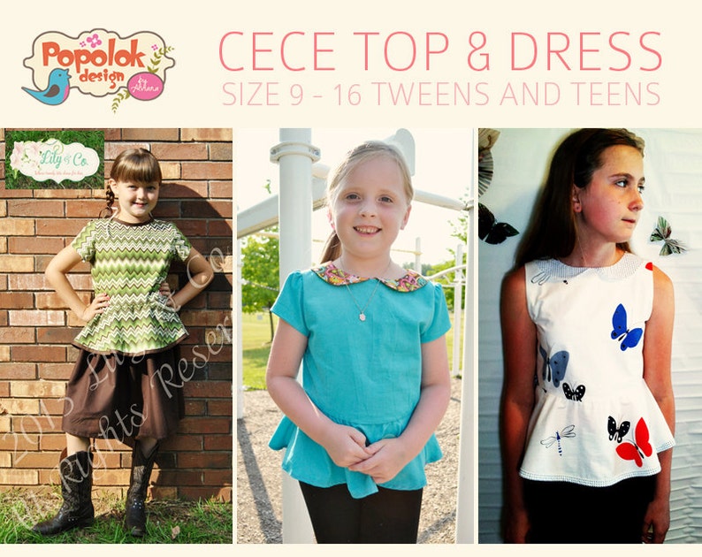 CECE Top & Dress PDF Pattern by Popolok Design Tween Teen Girl Age 9 to 16 image 5