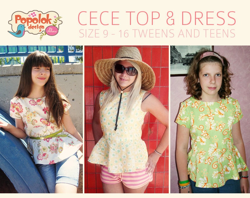 CECE Top & Dress PDF Pattern by Popolok Design Tween Teen Girl Age 9 to 16 image 2