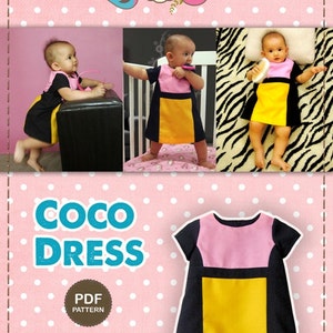 Coco Dress PDF Pattern & tutorial-kolor bloku Baby Dress-4 rozmiary od NB do 16 zdjęcie 5