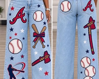 Custom Sports Mom Jeans | Personalized Baseball, Football, Cheer, Dance (Customizable)