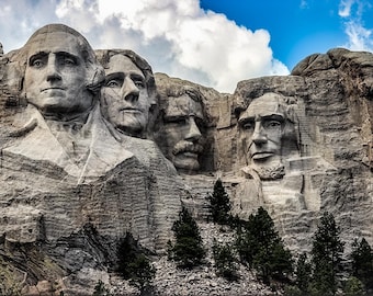 Lámina decorativa del Monte Rushmore para imprimir, fotografía en blanco y negro de un monumento emblemático, descarga digital de 8x12 pulgadas.