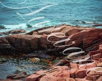 Lámina decorativa de olas del océano para imprimir, fotografía de costa rocosa, paisaje marino, descarga digital 8x12