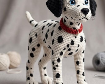 Dalmatiner-Amigurumi-Häkelmuster (PDF), geflecktes Welpenspielzeug (Digitaler Download)