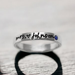 Police Wife Ring, Police Wife Gift, Wife of a Police Officer, Engagement Gift, Thin Blue Line, Gift for Her, Silver Ring, Police Ring