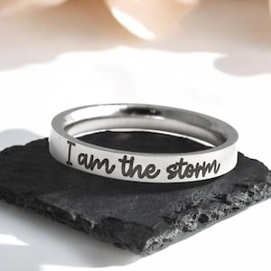 Io sono l'anello della tempesta, Argento oro rosa oro, Regalo per la salute mentale, Gioiello motivazionale, Personalizzato, Forza, Mantra, Affermazione, Regalo per la cura di sé