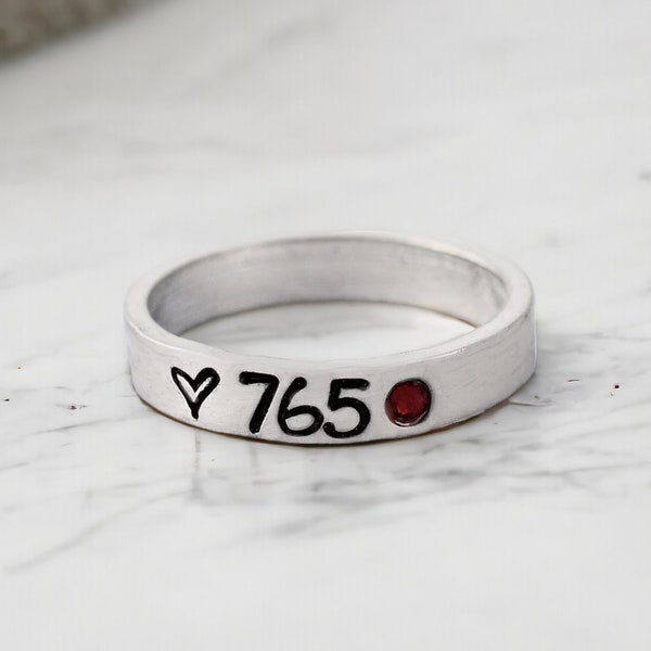 Stacking Ring - Firefighter - Badge Number - Wife - Thin Red Line - Fire Dept - Jewelry - Dainty - Skinny Ring - Stackable - Gift