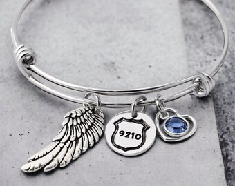 Personalisiertes Armband - Erinnerungs-Armreif - Ende der Uhr - Polizei-Abzeichen - gefallener Polizist-In Erinnerung an - In liebevoller Erinnerung - Sympathie-Geschenk