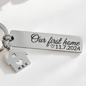 New Home Gift, Gift for New House, First Home Keyring, Matching Gift, Housewarming Present, Moving in Gift, Personalized Keyring