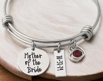 Personalized Mother of the Bride Gift - Mother of the Groom Gift - Engraved Bangle Bracelet - MOG - MOB - Bangle - Wedding - Gift