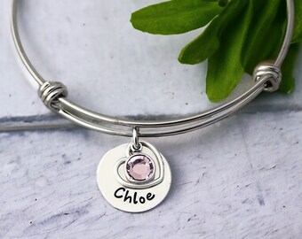 Mother Bracelet - Personalized - Push Gift - Adjustable - Name Birthstone - Gift for Mom - Gift for Grandma - Custom - Mother's Day