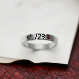 Stacking Ring - Firefighter - Badge Number - Wife - Thin Red Line - Fire Dept - Jewelry - Dainty - Skinny Ring - Stackable - Gift