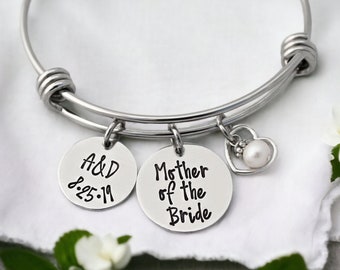 Personalized Mother of the Groom Gift - Mother of the Bride Gift - Engraved Bangle Bracelet - MOG Bangle - Wedding - Gift