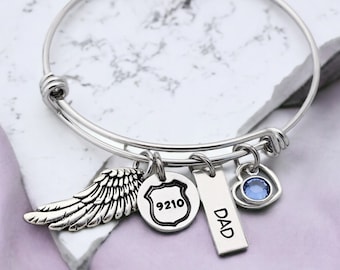 Personalisiertes Armband - Erinnerungs-Armreif - Ende der Uhr - Polizei-Abzeichen - gefallener Polizist-In Erinnerung an - In liebevoller Erinnerung - Sympathie-Geschenk