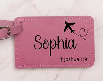 Luggage Tags Personalized, Custom Luggage Tag, Travel Accessories, Travel Essentials, Backpack Tag, Bible Verse Safe Travel