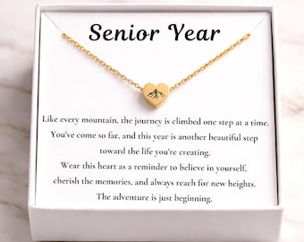 Senior Year Gift for Her, Mountain Heart Necklace, Class of 2027, Non Tarnish