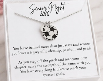 Personalized Soccer Necklace, Silver or Gold, Custom Initial or Jersey Number, Senior Night Gifts