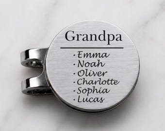Personalized Grandpa Golf Ball Marker, Custom Grandkids Names Golf Hat Clip, Grandpa Golf Gift, Father's Day Gift for Grandpa