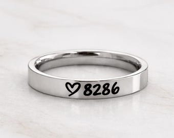 Polizei Frau Abzeichen Nummer Ring, personalisierte Polizei Geschenk, Polizei Mutter Schmuck, benutzerdefinierte dünne Linie Stützring