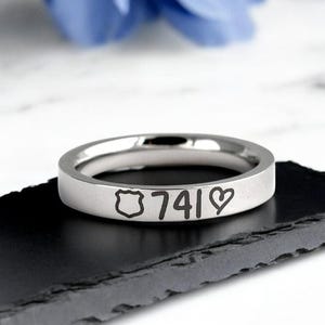Police Officer Ring - Stacking - Badge Number - Mrs. - Police Wife - Jewelry - Dainty - Skinny Ring - Stackable - Gift - Thin Blue Line