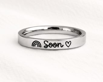 Dar wsparcia zapłodnienia in vitro - Biżuteria na niepłodność - Pierścień na niepłodność - Wkrótce - Słowo Twojego wyboru - Tęczowe dziecko - Siła - zapłodnienie in vitro - Nadzieja - Wiara