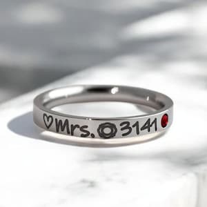 Firefighter Wife - Mrs. Stacking Ring - Custom Badge Number - Fire Department - Thin Red Line - Fire Dept - Jewelry -Maltese Cross - Gift