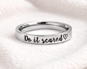 Do It Scared, Silver, Gold, Rose Gold, Warrior Jewelry, Mental Health Gift, Motivational, Strength, Mantra, Affirmation, Inspirational