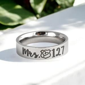 Police Wife, Badge Number Ring, Police Wife Gift, Wife of Cop Ring, Silver or Gold Ring, Deputy Wife, LEOW, Law Enforcement Wife Jewelry