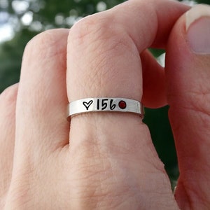 Firefighter - Stacking Ring -Badge Number - Firefighter Wife - Thin Red Line - Fire Dept - Jewelry - Dainty - Skinny Ring - Stackable - Gift