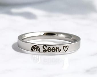 IVF Support Gift - Infertility Jewelry - Infertility Ring -  Soon - Word Of Your Choice - Rainbow Baby - Strength - IVF - Hope - Faith