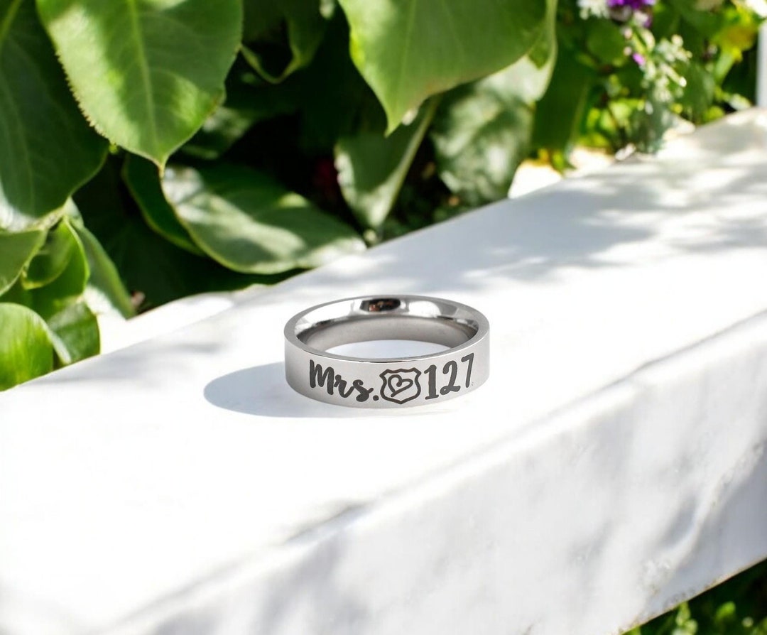 Police Wife, Badge Number Ring, Police Wife Gift, Wife of Cop Ring ...