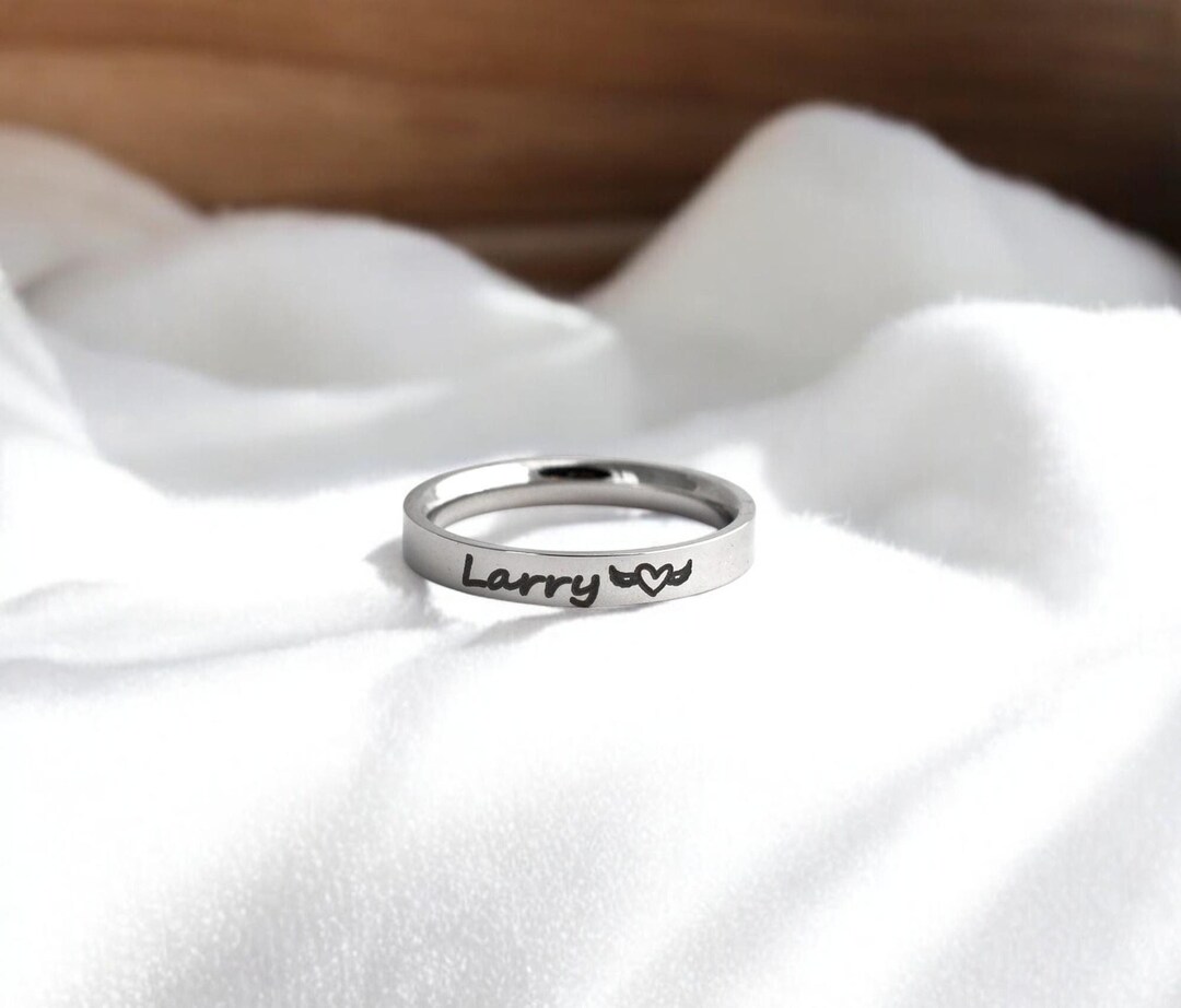 Angel Wing Memorial Ring, Personalized Name Ring, Memorial Jewelry