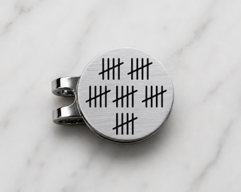 30th Anniversary Golf Hat Clip – Tally Mark Design | Personalized Silver Golf Cap Magnetic Marker Gift for Husband, Wife, or Couple