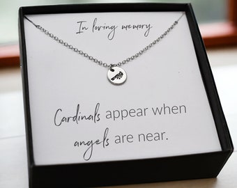 Cardinal Necklace, Sterling Silver, 14K Gold, Cardinals appear when angels are near, In Loving Memory of Mom, Dad, Sibling, Friend, Gift