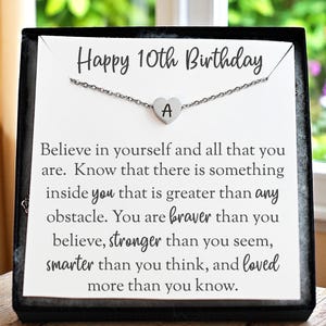 10th Birthday Necklace Gift for Sister Daughter Granddaughter Goddaughter Personalized 10th Heart Necklace For Teenage Girl 10 years old