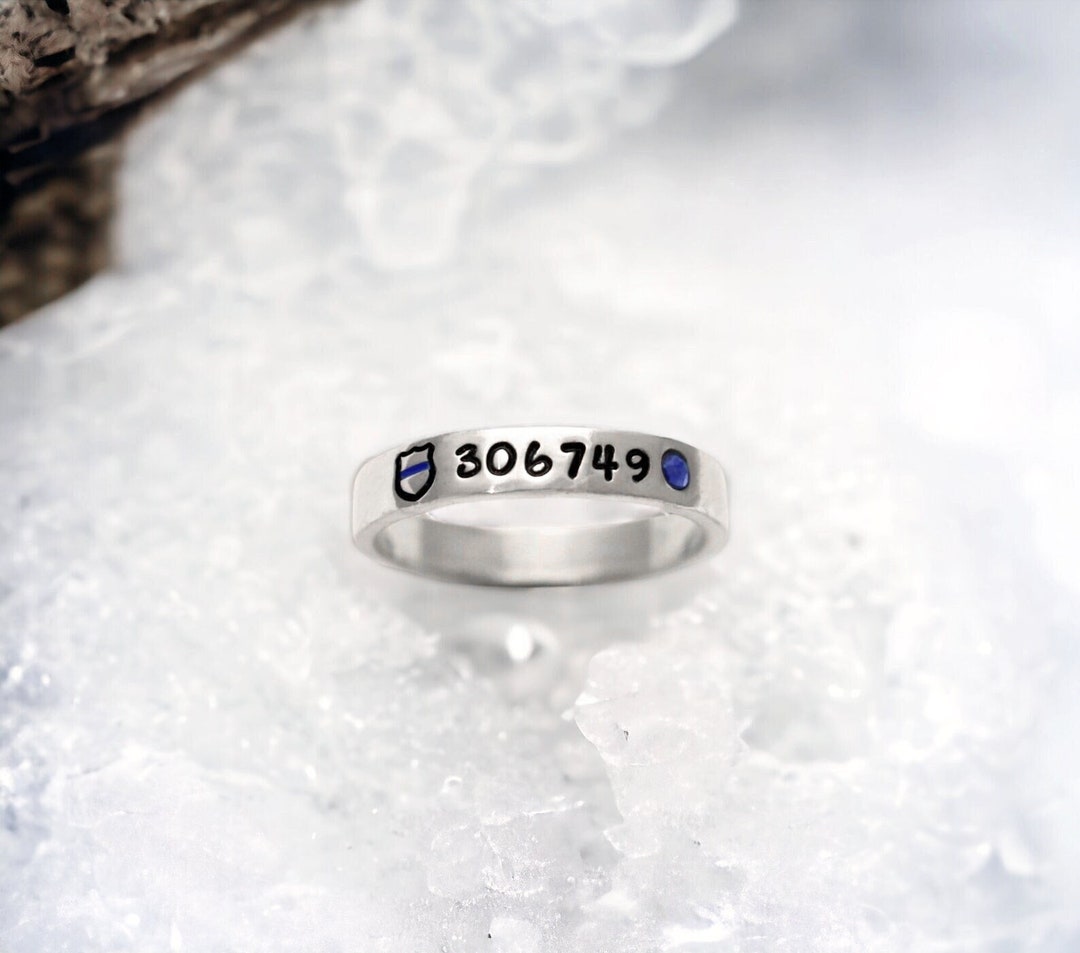 Police Wife Ring, Police Officer Ring, Thin Blue Line, Custom Badge