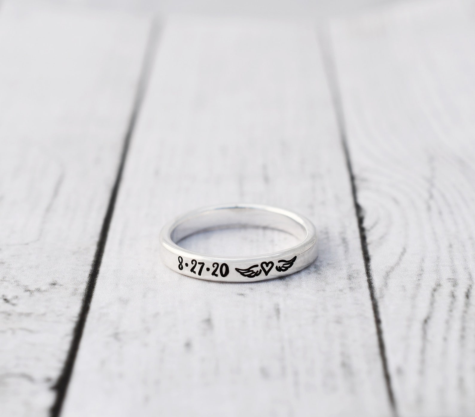 Memorial Ring Date Memorial Jewelry Stacking Ring Etsy