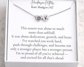 Personalized Volleyball Necklace, Custom Jersey Number, 18k Gold Coated Stainless Steel, Player Gift