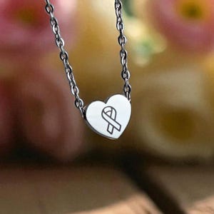 Kankerlintketting in goud en zilver, kankeroverlevende ketting, borstkanker bewustzijn sieraden, cadeau voor kankerondersteuning