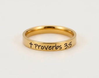 Anello con versetti biblici, anello personalizzato con versetto biblico, argento, oro, oro rosa, gioielli con versetto biblico preferito, anello con croce, regalo ispiratore