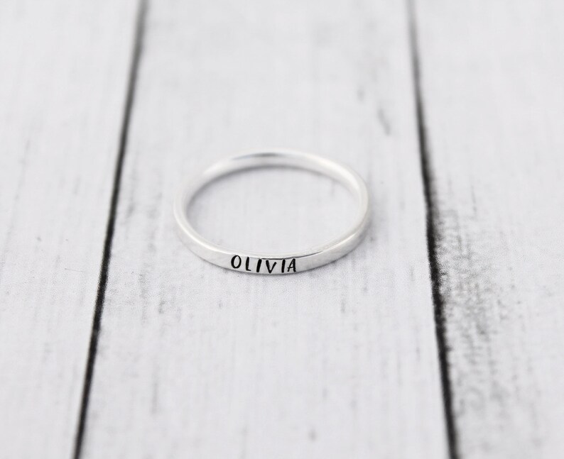 Stacking Name Rings Stacked Name Rings Mom Rings Etsy