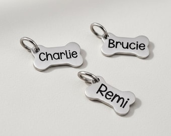 Personalized Dog Bone Charm: Stainless Steel, Non-Tarnish, Name Tag