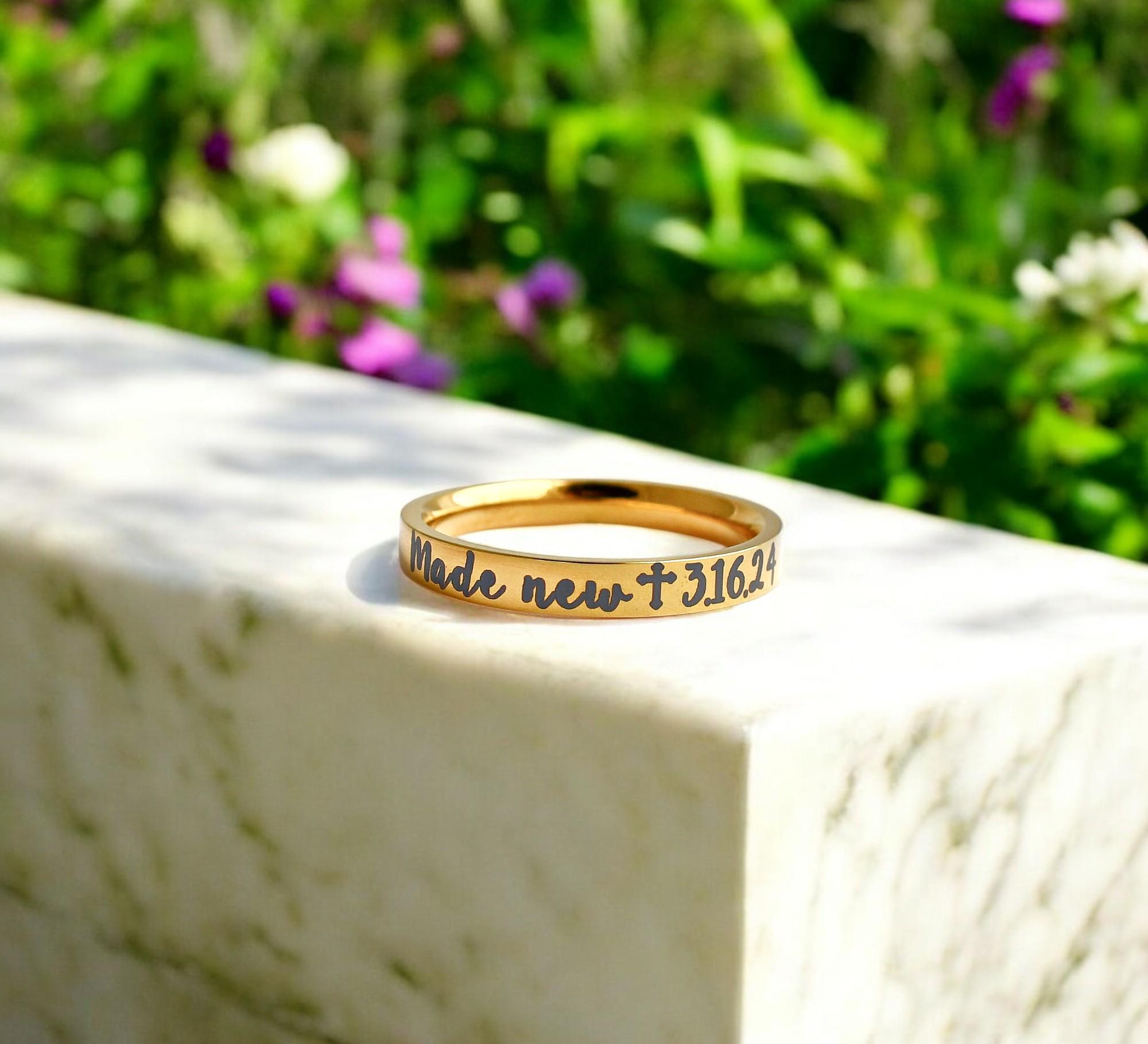 Baptism Date Ring, Silver, Rose, Gold, Christian Ring, Stacking Ring ...
