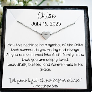 Personalized Baptism Necklace Gift for Girls - First Communion Gift - Custom Christian Jewelry Christening - Cross Necklace Name and Date