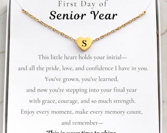First Day Of Senior Year College High School Custom Name Initial Pearl Back To School Gifts, Senior Gift University Class Of 2024 12th Grade