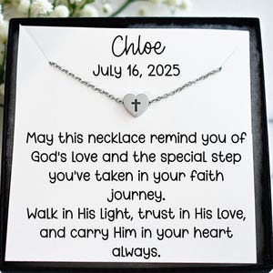 First Communion Personalized Baptism Necklace Gift for Girls - Custom Christian Jewelry Christening - Cross Necklace Name and Date Godmother