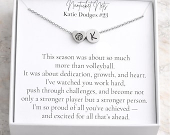 Personalized Volleyball Necklace, Initial Charm, Team Gift