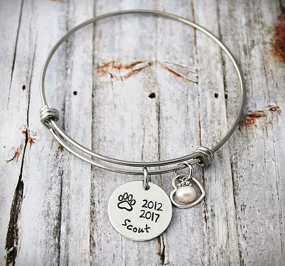 Personalized Dog Memorial Bracelet Pet Sympathy Gift Loss Etsy